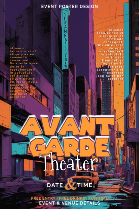 NYC Avant-Garde Theater Event Poster Design Template