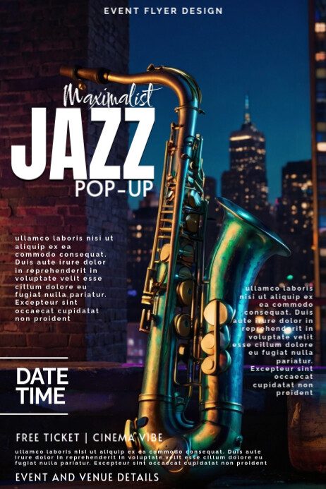 NYC Maximalist Jazz Pop-Up Event Poster Design Template