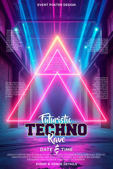 NYC Retro-Futuristic Techno Rave Poster Design Template | PosterMyWall