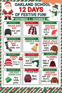 Putih School Holiday Spirit Week Poster Template