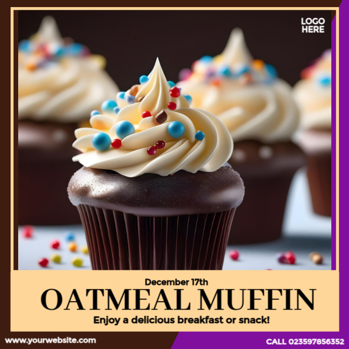 Oatmeal Muffin Day Template | PosterMyWall
