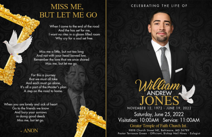 black-obituary-cover-template-postermywall for Blank Free Printable Obituary Templates Black Obituary Cover Template | PosterMyWall for Blank Free Printable Obituary Templates