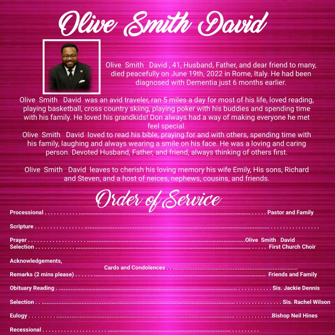 Obituary Cover | Inside 2 of 2 , church bulle Template | PosterMyWall