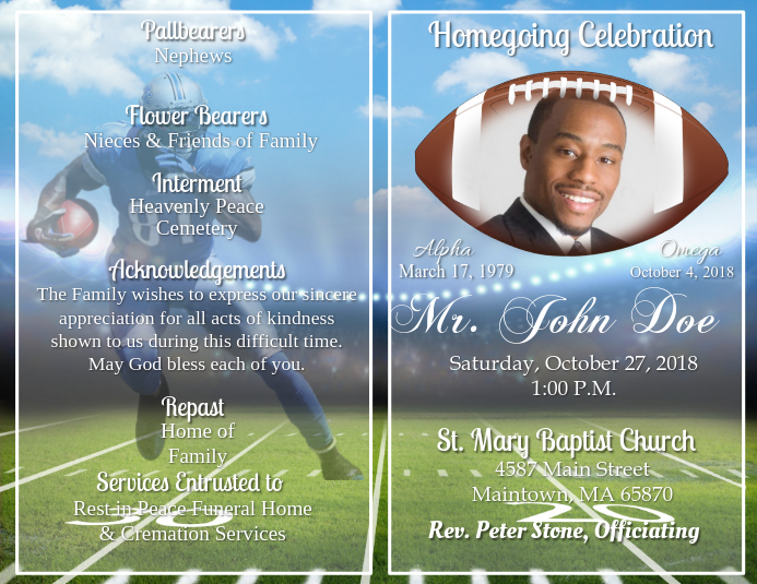 Obituary Ulotka (US Letter) template