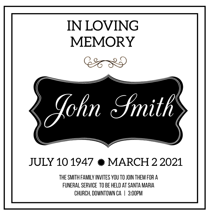 Obituary funeral death anniversary Template PosterMyWall