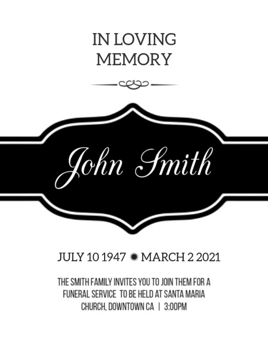 Obituary Funeral Death Anniversary Template PosterMyWall