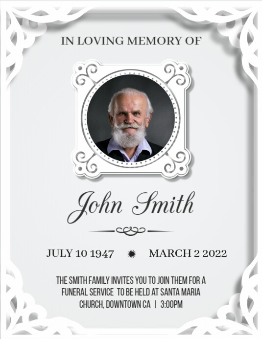 Copy of Obituary Funeral In Memoriam Death Anniversar PosterMyWall