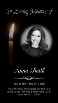 Funeral Annoucement Template Candle Picture Instagram Story