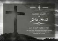 Obituary Funeral Template Cross Video Heaven Postkarte
