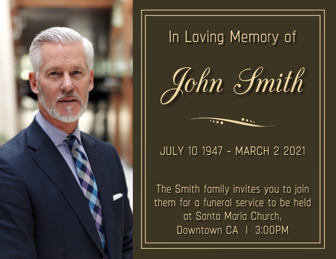Plantilla de Obituary Funeral Template PosterMyWall