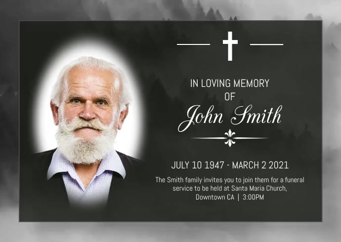 Obituary Funeral Template Открытка