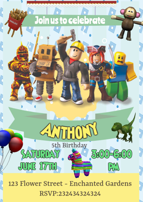 Roblox Invitation, Roblox Invite Template | PosterMyWall