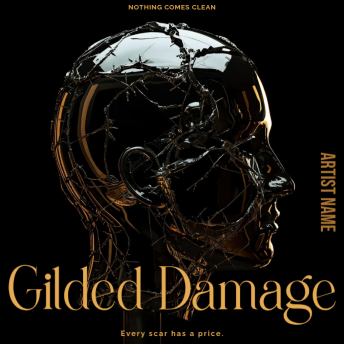Obsidian Gold Dark Rap Distorted Chrome Album Cover Template | PosterMyWall