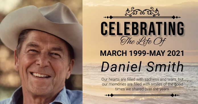 Ocean Funeral Program Template Obraz udostępniany na Facebooku