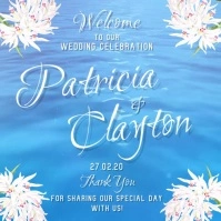 Ocean themed Wedding Invitation Square Video Kvadrat (1:1) template