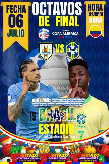 octavos de final copa america 2024 Poster template
