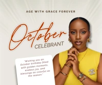 October, October birthday, birthday, birthday October, happy biy Large Rectangle template