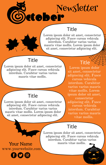 October, Newsletter Tabloid template