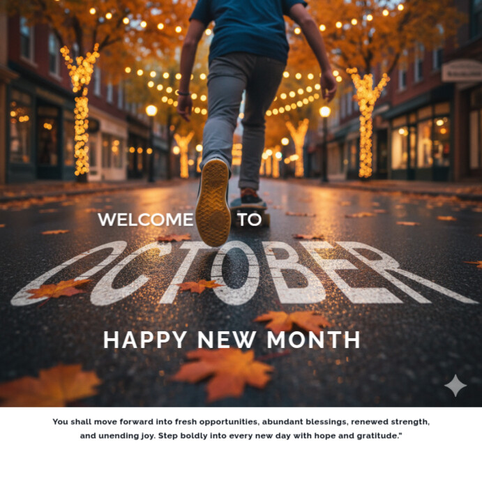October, Oct 1, happy new month, new month October Template | PosterMyWall