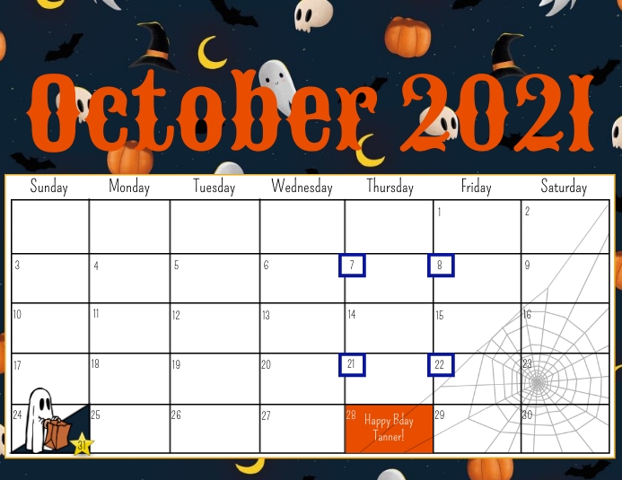 October 2021 calendar Volantino (US Letter) template