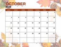 White October 2026 Calendar Рекламная листовка Template