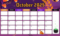 Putih October 2025 Calendar US Legal Template