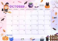 October 2025 Calendar Halloween A4 template
