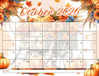 White October 2026 Calendar Flyer Template