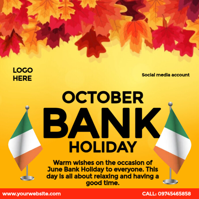 october bank holiday Template PosterMyWall