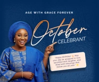 October birthday Retângulo grande template