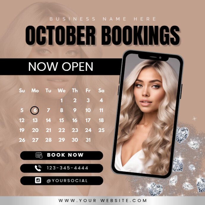 October Booking Flyer Wpis na Instagrama template
