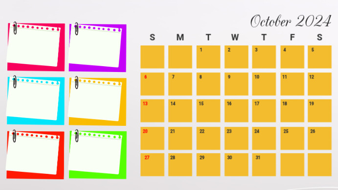 October Calendar 2024 Digital Display (16:9) template