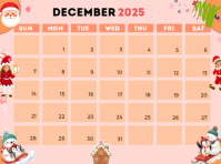 Printable December calendar template 2025 Prezentacja
