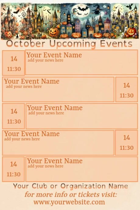 October Calendar by Paula, by Paula, October upcoming events, Fall theme 海报 template