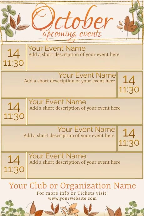 October Calendar by Paula Template | PosterMyWall