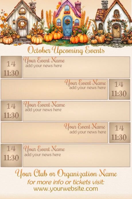 October Calendar by Paula Template | PosterMyWall