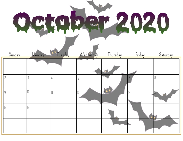 OCTOBER calendar Flyer (format US Letter) template