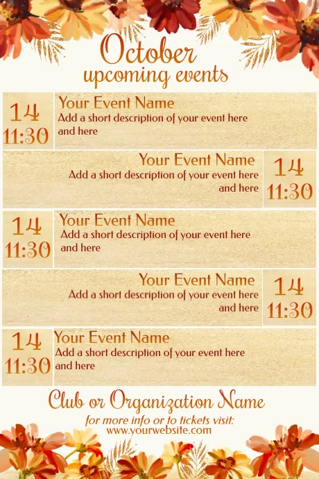 October Calendar by Paula Template | PosterMyWall