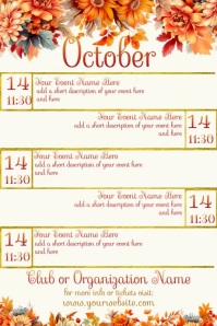 October Calendar by Paula Template | PosterMyWall
