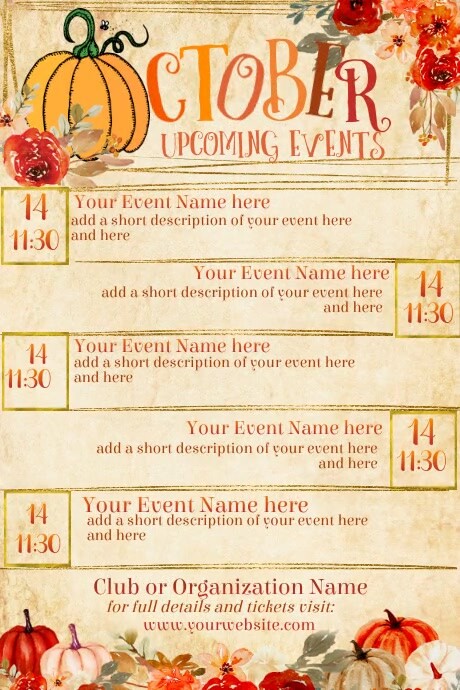 October Calendar Template | PosterMyWall