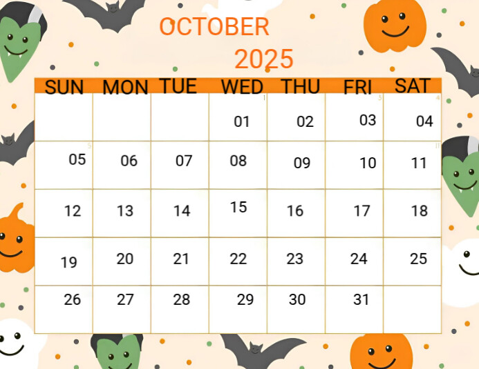 October Calendar Event  Flyer Volantino (US Letter) template