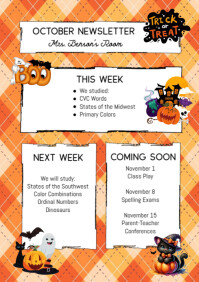 october classroom weekly newsletter A4 template