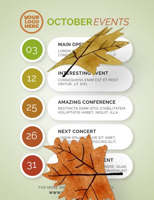 Copy of October events schedule falling leaves video | PosterMyWall