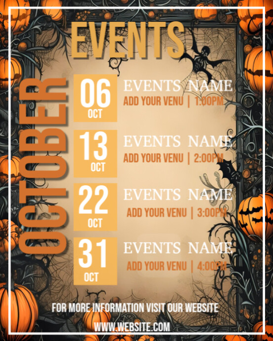 October events schedule flyer Template | PosterMyWall