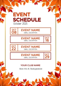 October Events Schedule Flyer A6 template