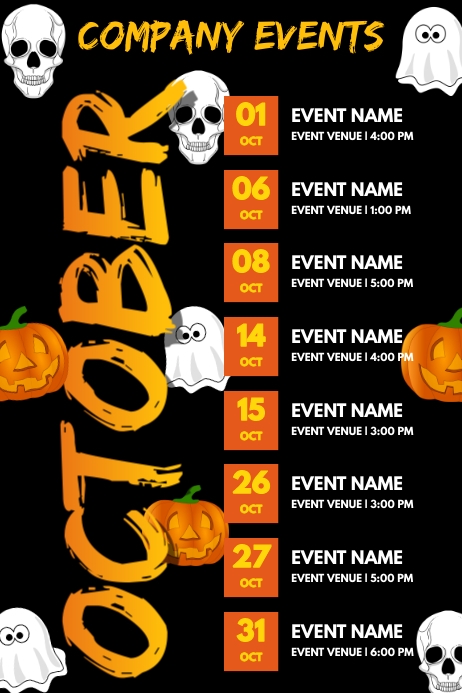 Free October Events Schedule Poster Template | PosterMyWall