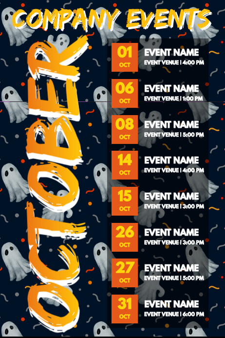Copy of Free October Events Schedule Poster Template | PosterMyWall