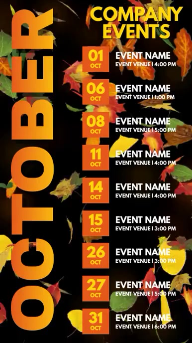October Program Photos October Events Schedule Video Template | PosterMyWall