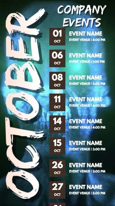 October Events Schedule Video Template | PosterMyWall