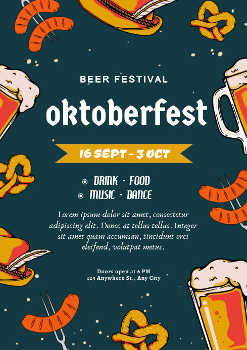 October Fest Poster Dark Blue Illustration Template | PosterMyWall
